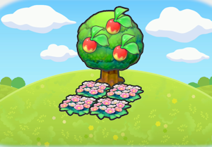 Hábitat Árbol con lecho de flores
