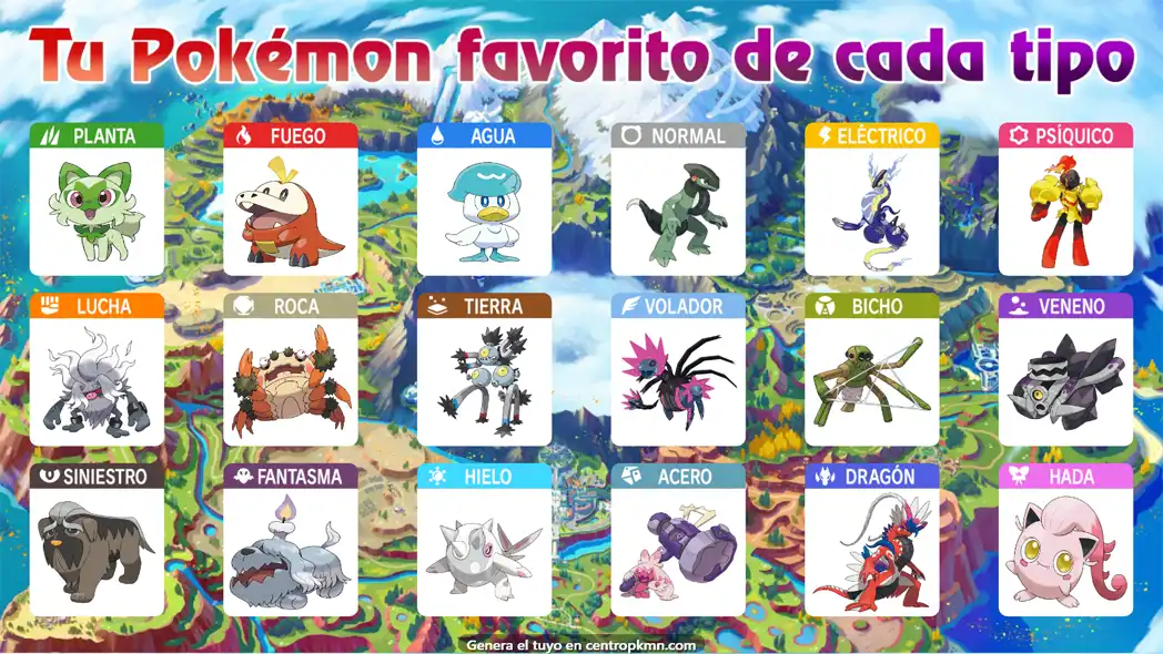 Pokémons menos favoritos de cada tipo